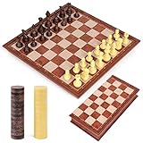 Peradix Schachspiel Magnetisch Dame Spiel 2 in 1 Einklappbar Schachbrett Schach mit Aufbewahrungsbeutel Schachbrett für Familie Geschenk Reisen