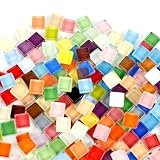 500g Bunte Kristall Mosaik Fliesen, 1 x 1cm Quadratische Mosaiksteine, Glasmosaik Bastelset, Mini Mosaik Fliesen für DIY Kunsthandwerk, Heim Deko, Fotorahmen, Blumentöpfe (Farbmischung)