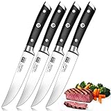 SHAN ZU Steakmesser Set, Steakmesser 4-teilig Rostfreier Edelstahl Sehr Scharfe Fleischmesser Steakbesteck für Heim und Restaurant Geschenkverpackung