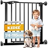 KIDIZ® Türschutzgitter Absperrgitter Treppengitter Kindergitter | Gitter Haustier | ohne Bohren | beidseitig schwenkbar, Farbe: Schwarz, Größe: 102-115 cm