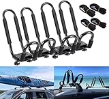 ybaymy 4 x Kajakträger Set, J-Bar, Universeller J-Bar Kajakhalter, Dachgepäckträger, Dachträger Bootsträger Kajakstütze Auto U-Form für Surfbrett, Kanu, Boot und Kaja, Montage an Auto, SUV