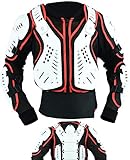 Texpeed - Kinder Motorradjacke Motocross jacke mit Rückenprotektor für sportliche Aktivitäten - Motorrad Enduro Brustschutz - Rot Weiß Schwarz - 12 Jahre