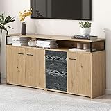 Industrielles Sideboard mit drei Türen und drei Schubladen Kommode Küchenschrank, Mehrzweckschrank, Aufbewahrungsschrank Highboard mit Metallgriffe für Schlafzimmer & Wohnräume & Büro 150*35*75.9cm
