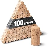 Tuuters 100 Stück Bastelkorken, Medizin-korken, Weinkorken, Korken Länge = 45 mm, ⌀ = 24 mm, Naturkork zum basteln (45x24mm)