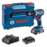 Bosch Professional 18V System Akku Bohrschrauber GSR 18V-45 (Drehzahl 1.900 min⁻¹, inkl. 2x 2.0Ah Akku, Ladegerät GAL 18V-20, L-BOXX)