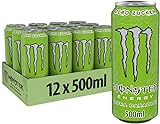 Monster Energy Ultra Paradise - koffeinhaltiger Energy Drink mit Kombination aus Apfel, Kiwi und Gurke - ohne Zucker und ohne Kalorien - in praktischen Einweg Dosen (12 x 500 ml)
