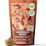 NaturaleBio Mushroom Powder 450g. 7 Pilzpulver Bio. Reishi, Löwenmähne, Chaga, Maitake, Cordyceps, Shiitake, Tremella. Vegan, Glutenfrei und ohne GMO. Verbessert die Energie und kognitive Funktionen