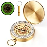 flintronic Messing Kompass Outdoor, Pocket Taschenkompass, Kompass Wandern Portable mit Leuchtfunktion für Outdoor-Camping-Navigation, Orientierungslauf und Survival