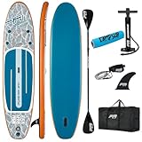 CampSup Aqua Marina Pure Air 12'0' Tropic – Aufblasbares SUP Board Allround für Anfänger mit Doppelpaddel und Paddle Floater – Stand Up Paddle Board Komplettset