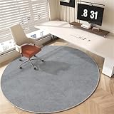Highdi Bodenschutzmatte Bürostuhl Bürostuhl Unterlage rutschfest Kratzfest Bodenmatte Stuhlunterlage, Modern Rund Bürostuhlunterlage Schreibtischstuhl Unterlage Teppich (Dunkelgrau,Ø 100cm)
