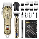 HIENA PRO Profi Haarschneidemaschinen für Männer, Schnurloses Komplettes Haarschneider Barttrimmer Set, USB Wiederaufladbar Elektrisches Haarschneide-Kit mit 8 Führungsschienen und LED-Anzeige