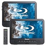 NAVISKAUTO Blu Ray DVD Player Auto 2 Bildschirme 10,1' Mit 4 Stunden Akku, tragbarer Bluray DVD Player 2 Monitore Kopfstütze HDMI In Dolby Audio USB SD