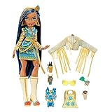 Monster High Cleo de Nile Puppe - Königliches Outfit, Killerstiefel, Pyramidenrucksack, Zubehör, für Kinder ab 6 Jahren, HHK54