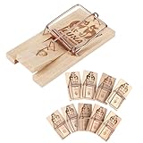 Rovar Mausefallen aus Holz 20er Pack - Klassische Schlagfalle, Wiederverwendbare giftfreie Mäusefalle und Rattenfalle für drinnen und draußen