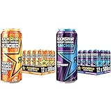 Rockstar Energy Drink Juiced mit Mango, Orange & Passionsfrucht - Koffeinhaltiges Erfrischungsgetränk für den Energie Kick, EINWEG (12x 500ml) & Energy Drink Super Sours Blue Raspberry - (12x 500ml)