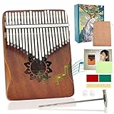 Kalimba 21 Keys Mahagoni Marimba Instrument Daumenklavier Tragbares Mbira Sanza Finger Piano mit Lernanleitung Stimmhammer für Musikliebhaber Kinder Erwachsene Anfänger