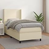 DYRJDJWIDHW boxspringbett 180x200,Bett 180x200,boxspringbett Boxspringbett mit Matratze Creme 90x200 cm Kunstleder