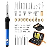 Lötkolben Set, 60W Brandmalerei Lötkolben Set mit Einstellbare Temperatur 220~450 ℃, Lötset mit Tragetasche für Holz Leder Brennkolben DIY Kunst, Leder Gravieren, Skulptur Holzbrandmalerei