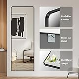 Standspiegel 80x180cm Ganzkörperspiegel Bodenspiegel Groß HD Wandspiegel mit Rahmen, Eckig Standspiegel für Schlaf-, Wohn-, Ankleide-, Flur, hängend oder an die Wand gelehnt (Schwarz)