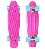 BIKESTAR Vintage Retro Cruiser Skateboard 60mm für Kinder und Erwachsene auch Anfänger ab ca. 6-8 Jahre | Berry & Blau