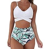 Bikinis Damen 2020 Push Up Sexy Badeanzug mit Leopardenmuster Hohe Taille Brasilianisches Badeanzug mit Füllung BH Tops und Höschen Riou, Schwarz S