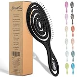 Ninabella Haarbürste ohne Ziepen für Damen und Herren - Entwirrbürste auch für Locken & Lange Haare - Einzigartige Profi Detangler-Bürste mit Spiralfeder - Schwarz