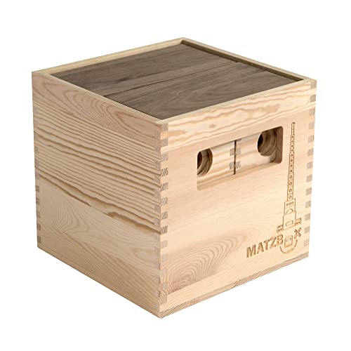 MATZBOX Kreativbaukasten - mehrfach ausgezeichnetes Holzspielzeug - Montessori Spielzeug ab 2 - Waldorf Konstruktionsspielzeug - nachhaltige Natur XL Bauklötze