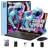 DEERTiME 2025 Neueste Android 14 Tablet 10 Zoll, 20GB RAM+128GB ROM/TF 1TB, WLAN 6, 5G+2.4G WLAN,8-Core 1.8 GHz,WideVine L1,1280 * 800,6000mAh,5MP+8MP,BT5.0,GMS Tablet Mit Tastatur und Maus - Blau