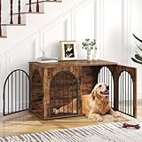 Hzuaneri Hundekäfig Möbel, 100cm Hundebox für Zuhause, 3 Türen, Bogentür, Moderne Hundebox Indoor für Hunde, Beistelltisch, Hundekäfig Hochbelastbar, 60 x 100 x 63 cm, Vintagebraun DFC84101B
