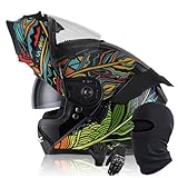 Caimcie Modularer Klapphelm Für Motorradfahrer DOT/ECE-Geprüfter Integralhelm Mit Integriertem Doppelvisier Für Erwachsene Männer Und Frauen F,XL/61-62CM