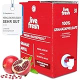 LiveFresh 100% Granatapfelsaft Kaltgepresst¹ | 3L Granatapfel Direktsaft ohne Zusätze | Fruchtsaft aus Granatapfelkernen | Höchste Qualität aus eigener Produktion