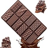 Schokoladenform Silikon Tief, 2Pcs Dubai Schokoladentafel Form, Tief Schokoladentafel Silikonform, Tief Dubai Schokolade Form mit Schaber, Extra Tief Schokolade Form für Schokolade Praline Süßigkeiten
