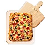 Praknu Pizzastein für Backofen & Gasgrill inkl. Pizzasschieber - 2er Set Pizzastein aus Cordierit für knusprigen Pizzaboden wie vom Italiener - bis 900 °C