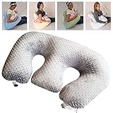 REOTEL Schwangerschaft Kissen Twin E Kissen, Stillen Kissen für Schwangere Frauen, Maschine waschbar Baumwolle Stoff Twin Support Pillow, große & Plump Stillen Kissen,Grau