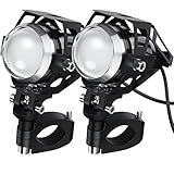 PROZOR 2PCS Scheinwerfer LED Zusatzscheinwerfer U5 15W 3000LM mit Schalter IP65 Wasserdicht Zusätzlich Motorrand Frontlicht Nebelscheinwerfer Strahler für Motorrad Auto Fahrrad LKW Boot