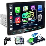 URVOLAX DAB+ Autoradio mit Bildschirm,10,1 Zoll Wireless Apple Carplay Android Auto, 1 Din Bluetooth Auto Radio Touch Display, Car Play Monitor mit MirrorLink/Navi/RDS/FM/AM/SWC/EQ/Rückfahrkamera