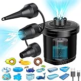 DMTIVMG Elektrische Luftpumpe 2 in 1 Luftpumpe mit 4000mAh Akku USB C Aufladen Schnelles Aufblasen und Entleeren 3 Düsen Geeignet für aufblasbaren Pool, Luftmatratze, Schlauchboot