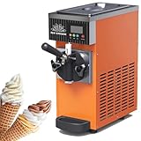 ZenSeFarin Gewerbliche Eismaschine, Tisch-Softeismaschine, 4–5 kg/h Leistung, Softeismaschine für Zuhause, mit 2,5-l-Behälter, 1-l-Zylinder, Vorkühlung und LCD-Display,Orange