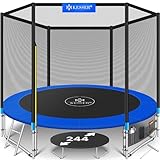 KESSER® Trampolin | Komplettset mit Sicherheitsnetz, Leiter, Randabdeckung & Zubehör | Kindertrampolin Gartentrampolin Belastbarkeit 150 kg (Blau, 244 cm)