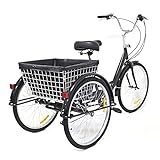 NadineDutol 24' 8-Gang-Dreirad für Erwachsene Premium-Einkaufsdreirad Hochwertiger Stahlrahmen mit Einkaufskorb Geeignet für sportliche Einkäufe im Freien Geeignet für Männer und Frauen