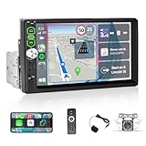 1Din Autoradio mit Bildschirm - 7 Zoll Auto Radio Touch Display - Carplay und Android Auto Radio - Mirror Link Bluetooth FM SWC AUX + Rückfahrkamera