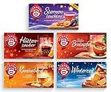 Teekanne Wintertee 5er Pack, Sternenleuchten, Hüttenzauber, Süßer Bratapfel, Kaminabend und Winterzeit, je 20 Teebeutel (240 g)