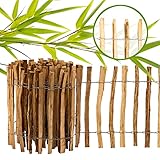 BooGardi imprägnierter Staketenzaun · 12 Größen · 80cm hoch · 5m lang · Lattenabstand 3-5cm · Kastanienzaun aus Haselnuss · Gartenzaun Holz · Jägerzaun Holzzaun