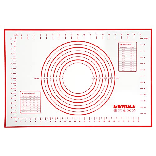 GWHOLE Silikonmatte Backmatte Silikon Teigmatte Wiederverwendbar Antihaft Rutschfest mit Messung, 60 x 40 cm