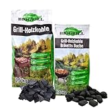 Set Grillkohle – 2,5 kg Holzgrillkohle + 2 kg Buchen-Holzkohlebriketts – Premium Naturkohle für Grill & BBQ – Lange Glut, schnelles Anzünden, hohe Hitze – Ideal für Holzkohlegrill & Smoker