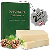 larum sports feste Duschseife Männer Zirbenwald, festes Duschgel, feste Seife Männer für Haare, Körper, Gesicht, festes Shampoo Männer, Seife Herren Naturseife Männer, 2x Bio Seife Stück à 85g
