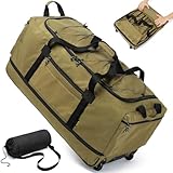 Laripwit Faltbare Reisetasche mit Rollen Groß XXL 130-170L Erweiterbare Wochenend Handgepäck Tasche mit Rädern Herren Damen Rolltasche mit Extra Volumen für Camping Urlaub 36''/90cm, Braun