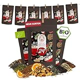 Bio Tee Adventskalender 2024 | Premium Tee Geschenk | loser Tee - Mit Liebe gefertigt von Menschen mit Behinderung | fair | 24 x 10g loser Tee im Weihnachtskalender