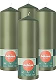 Bolsius Glatte Stumpenkerzen - Grün - 4 Stück - 20 x 7 cm - Dekorative Haushaltkerzen - Länge Brenndauer 75 Stunden - Unparfümierte - Natürliches Pflanzenwachs - Ohne Palmöl