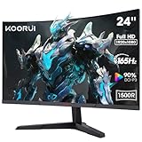 KOORUI 24 Zoll Curved Gaming Monitor, FHD 1080p, 1ms Reaktionszeit,165Hz Bildwiederholraten, HDMI 2.0/DP 1.2, 250cd/m² Helligkeit Schwarz 24E6CA